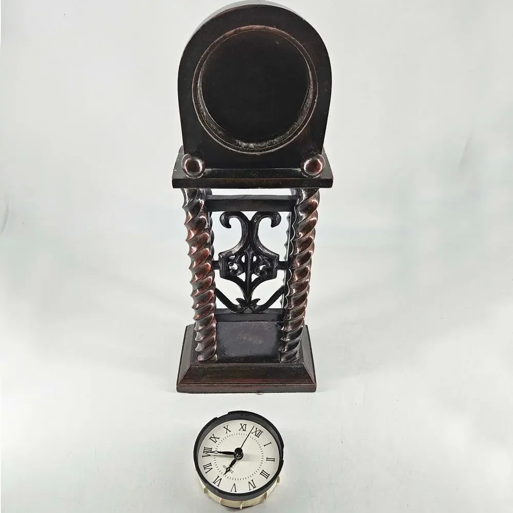 Vintage Turned wood Portico Style Mantel Clock shell (please read)